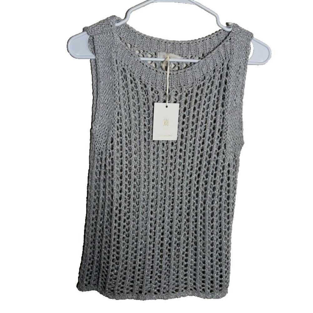 Milo Milano Sweater Women's Made In Italy Sleeveless Open Knit Round NWT